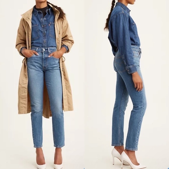Levi's 501 S‎ Skinny Jean in Medium Wash Size 25 x 28 - Picture 1 of 11